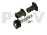 208381 - Front drive gear set and Pulley Shaft with Steel Gear (15T) Gaui X5